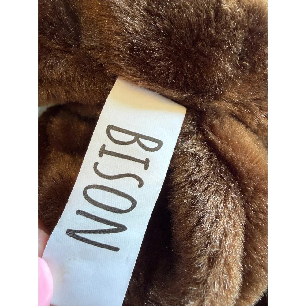 Bison Plush Backpack Brown Buffalo Faux Fur Stuffed Animal Shoulder Bag‎ Tote